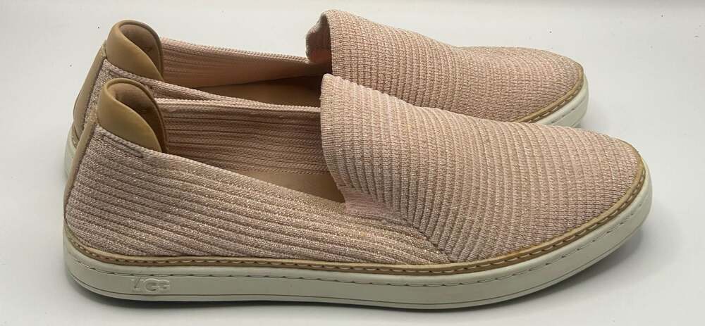 UGG Women's Pink Metallic Knit Slip-On Sneakers Size 8 - Picture 3 of 6